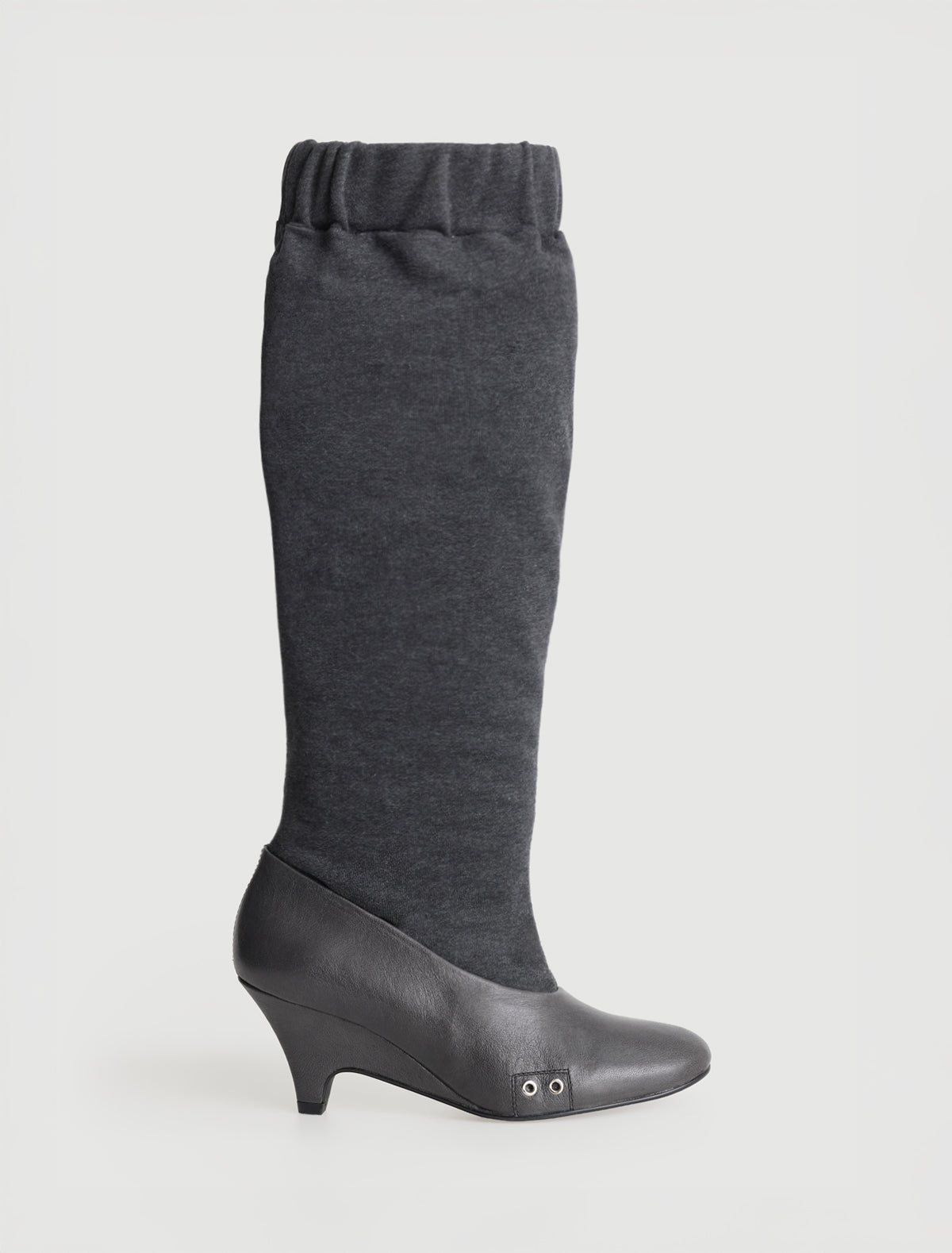 Joelia boot ii shaped wedge cotton boot metal vent loose shaft ruched effect grey