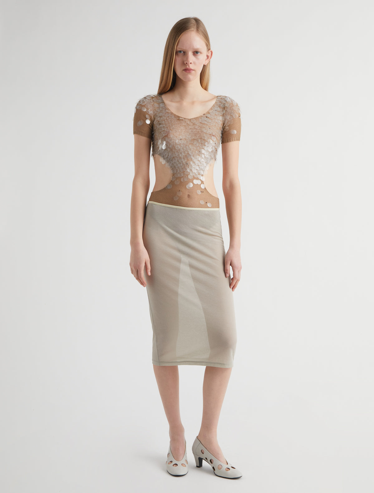 Uma dot pump perforated leather polka dot pattern offwhite