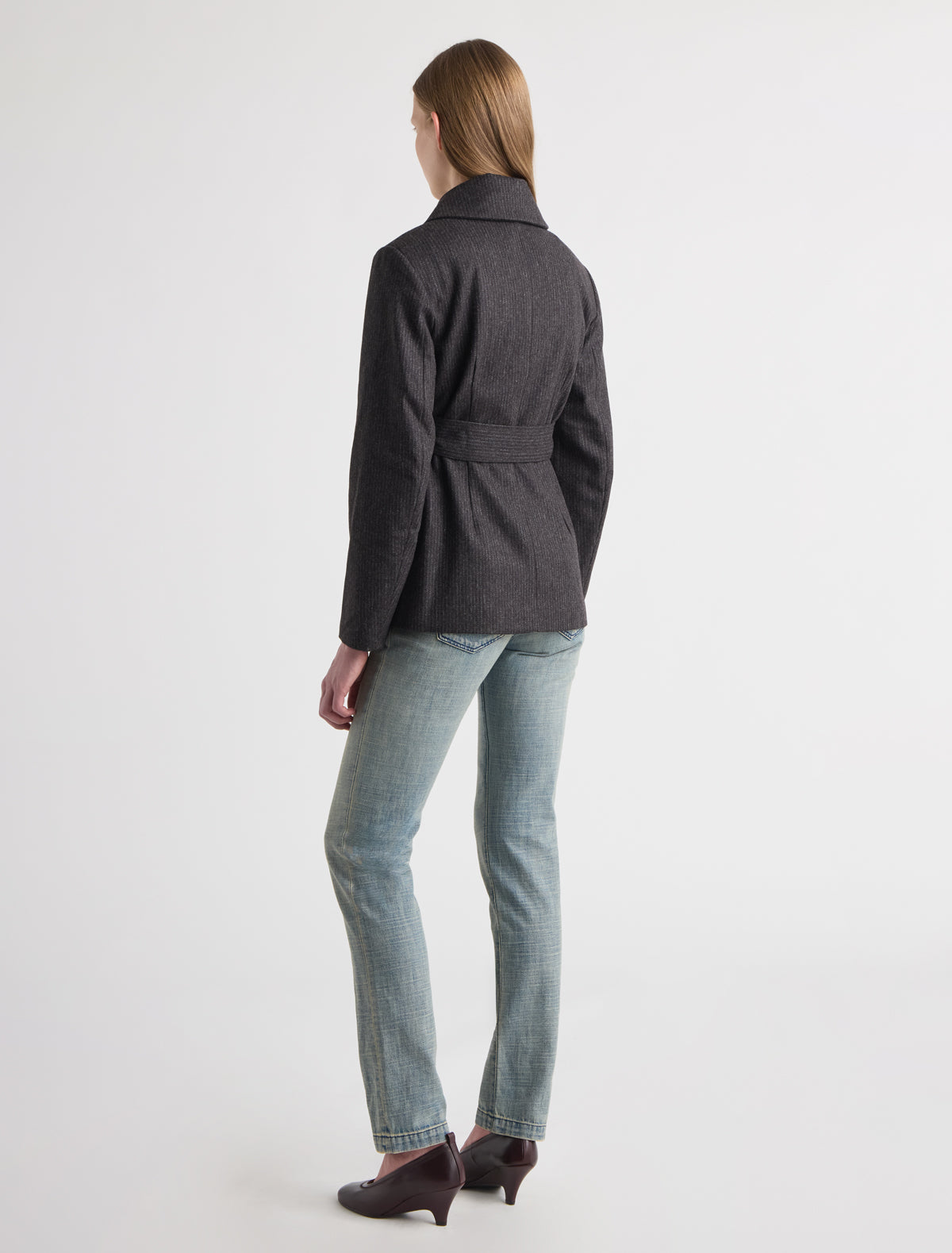 Zepel ii jacket oversized collar removable waist belt