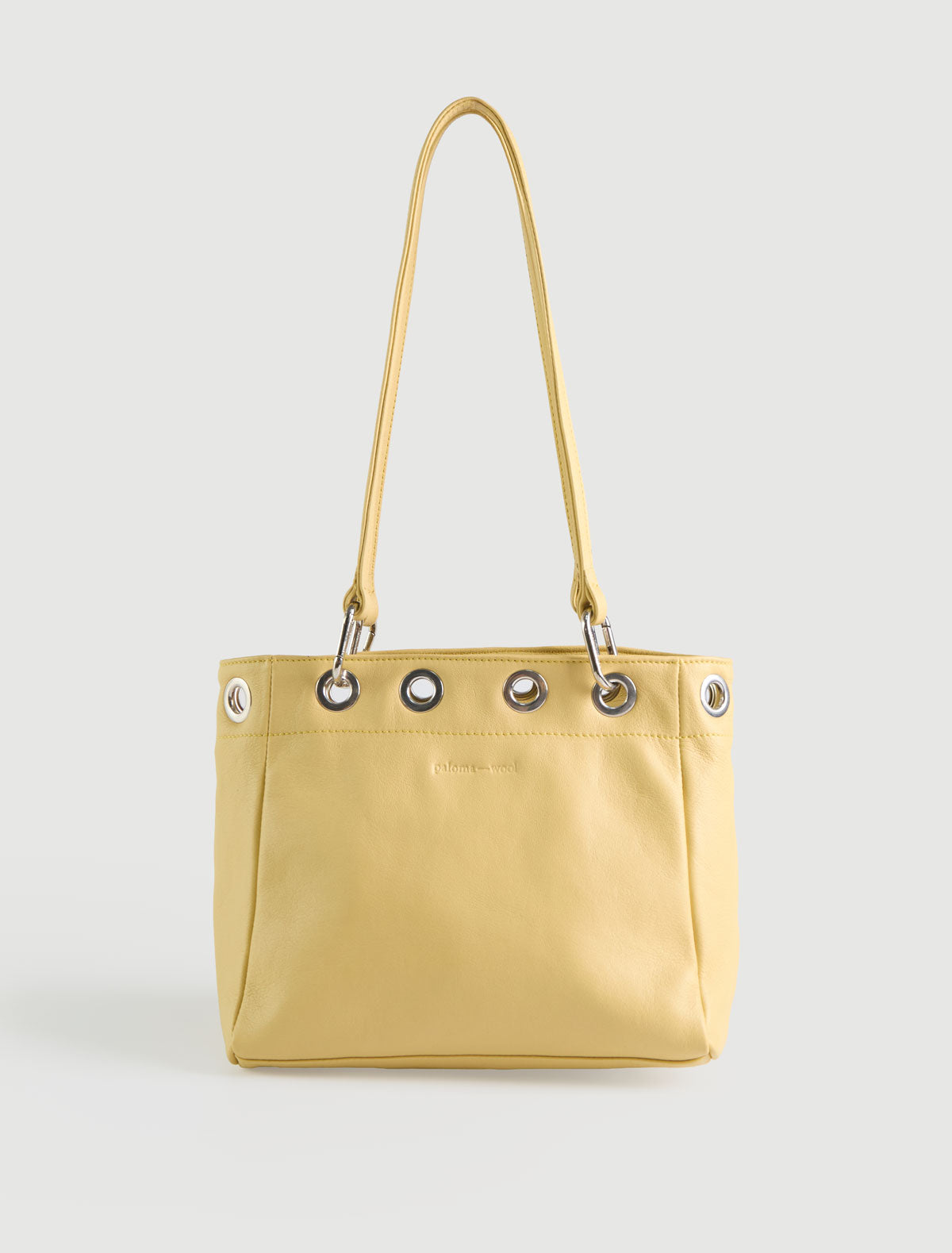 Square philana shopping bag multiposition handles eyelets details yellow
