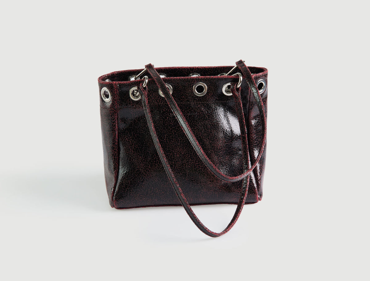 Square philana shopping bag multiposition handles eyelets details black