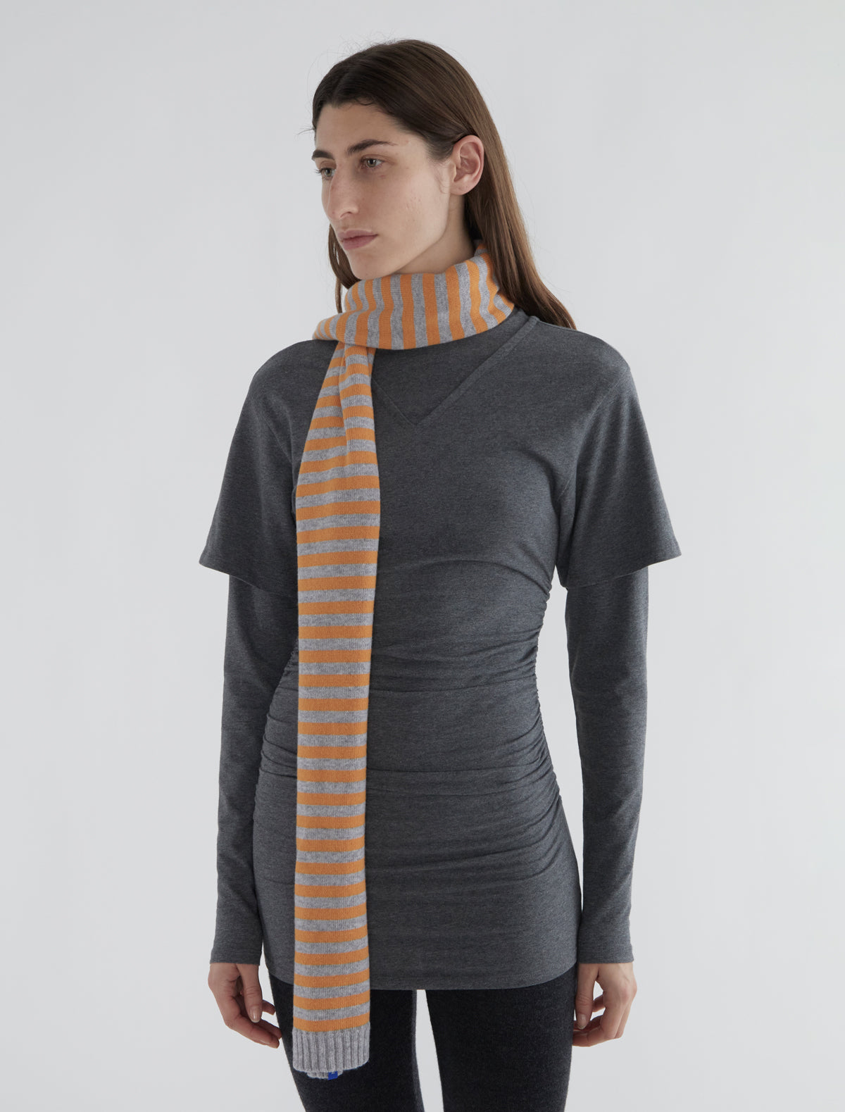 Bela warm wool striped scarf orange