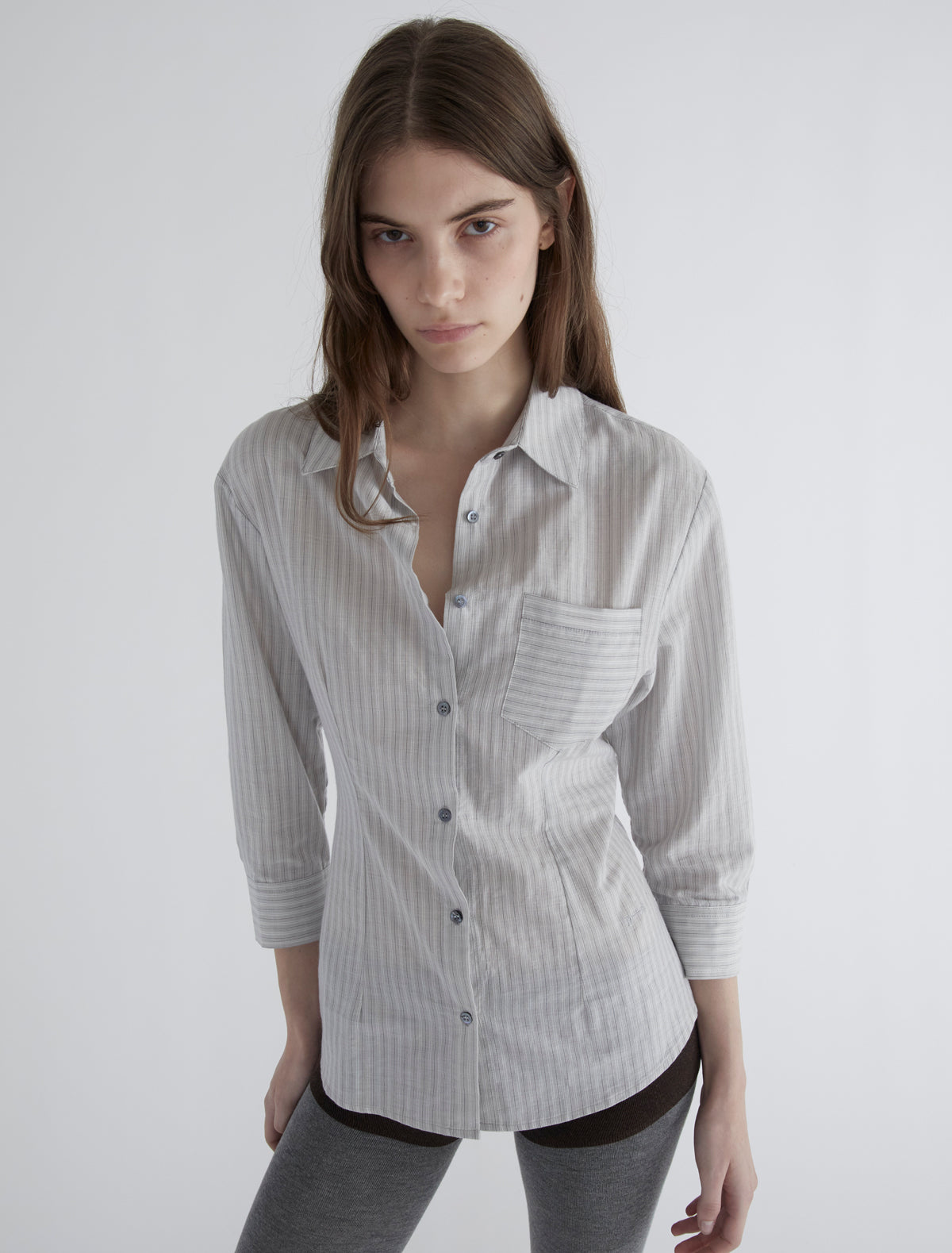 Bruna elbow length striped shirt