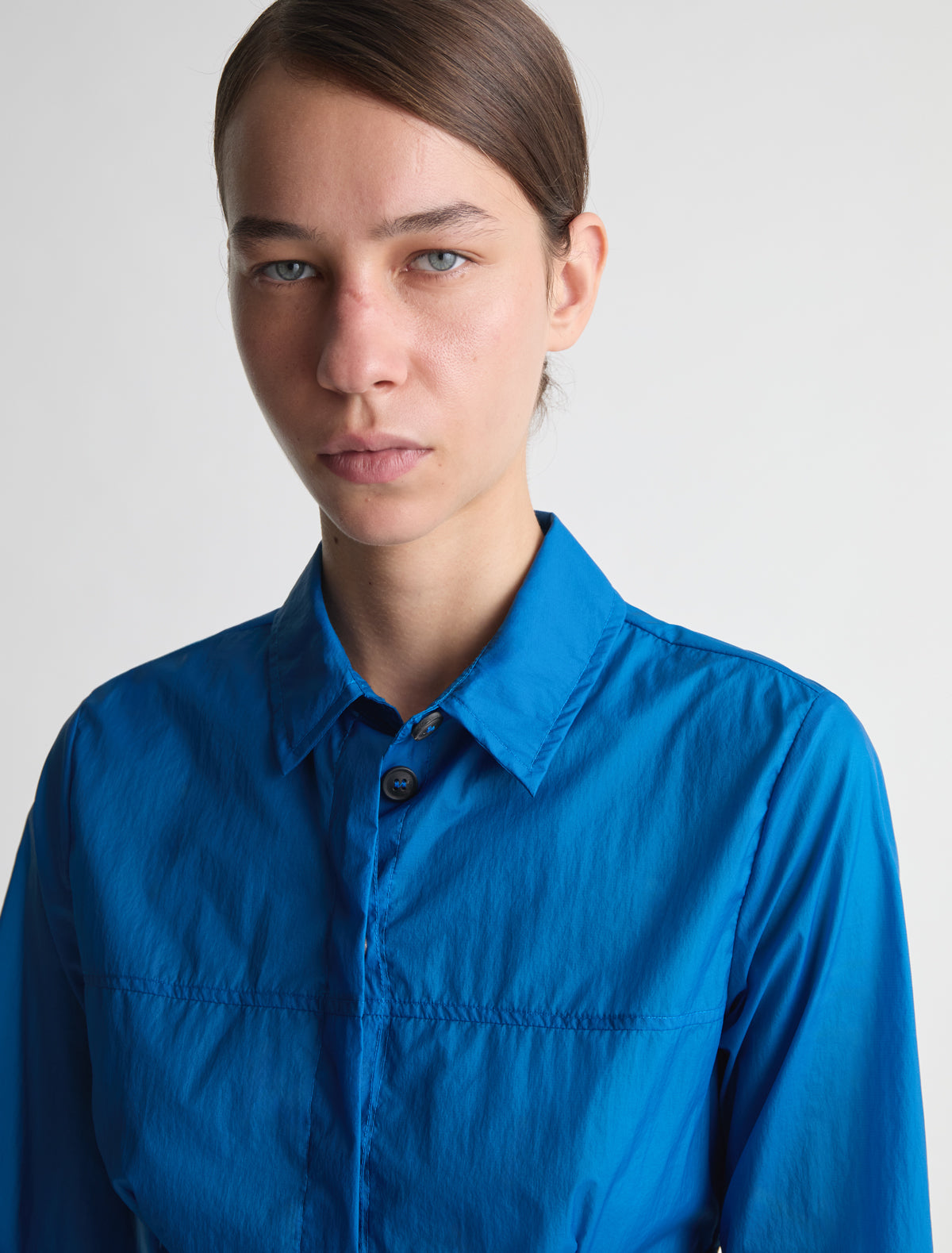 Meltuit fitted nylon shirt belt loops waist blue