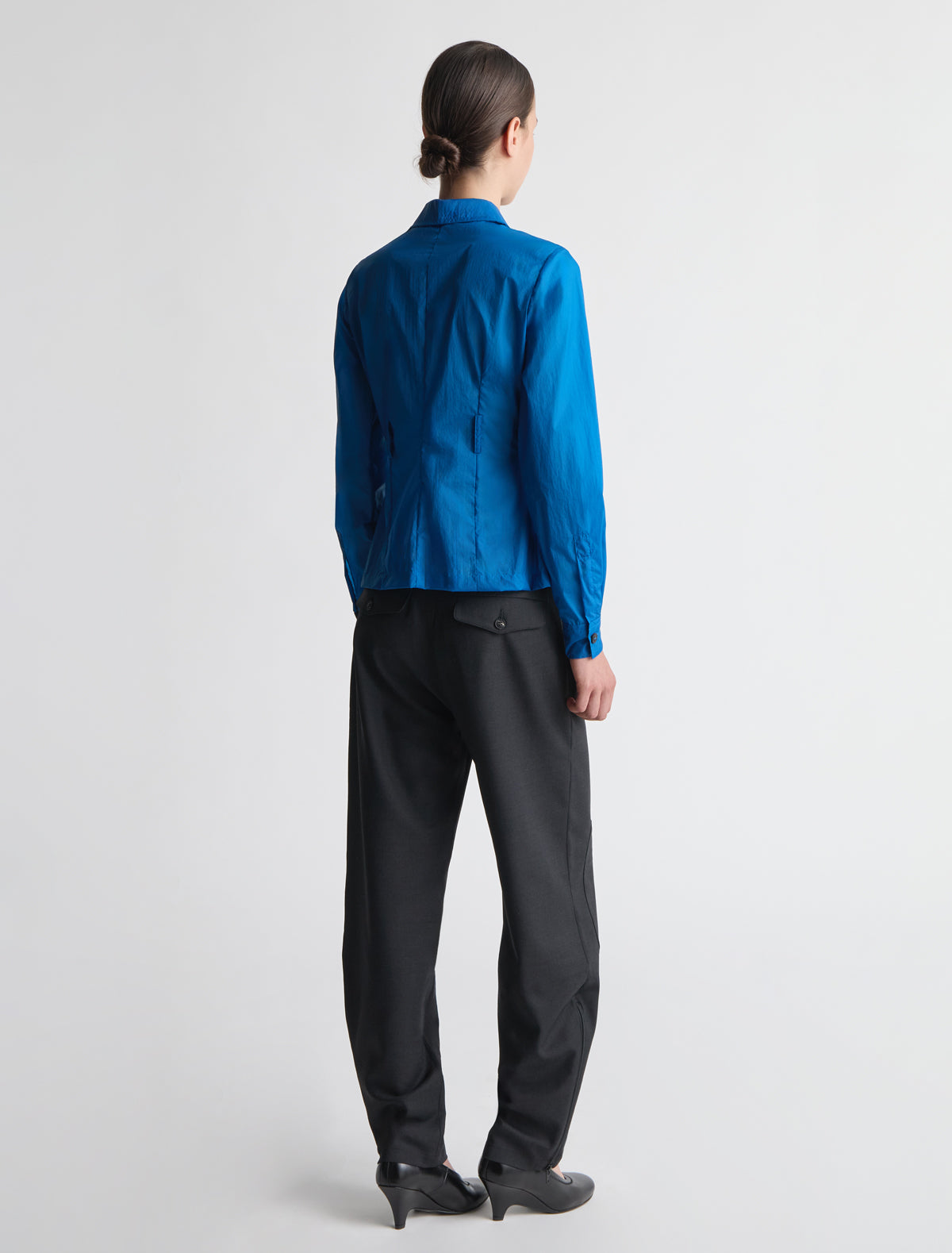 Meltuit fitted nylon shirt belt loops waist blue