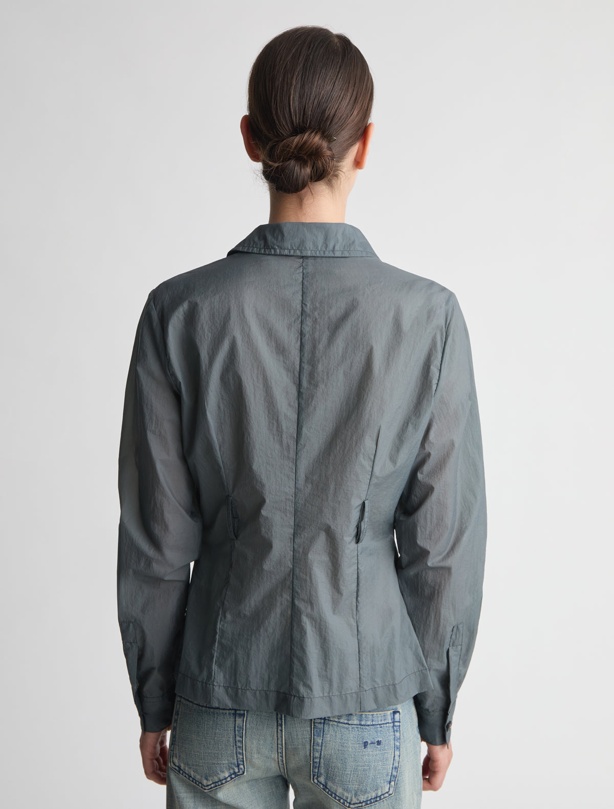 Meltuit fitted nylon shirt belt loops waist grey