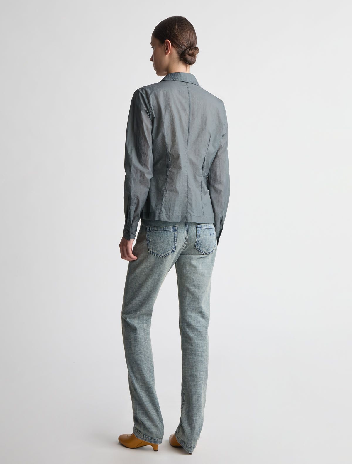Meltuit fitted nylon shirt belt loops waist grey