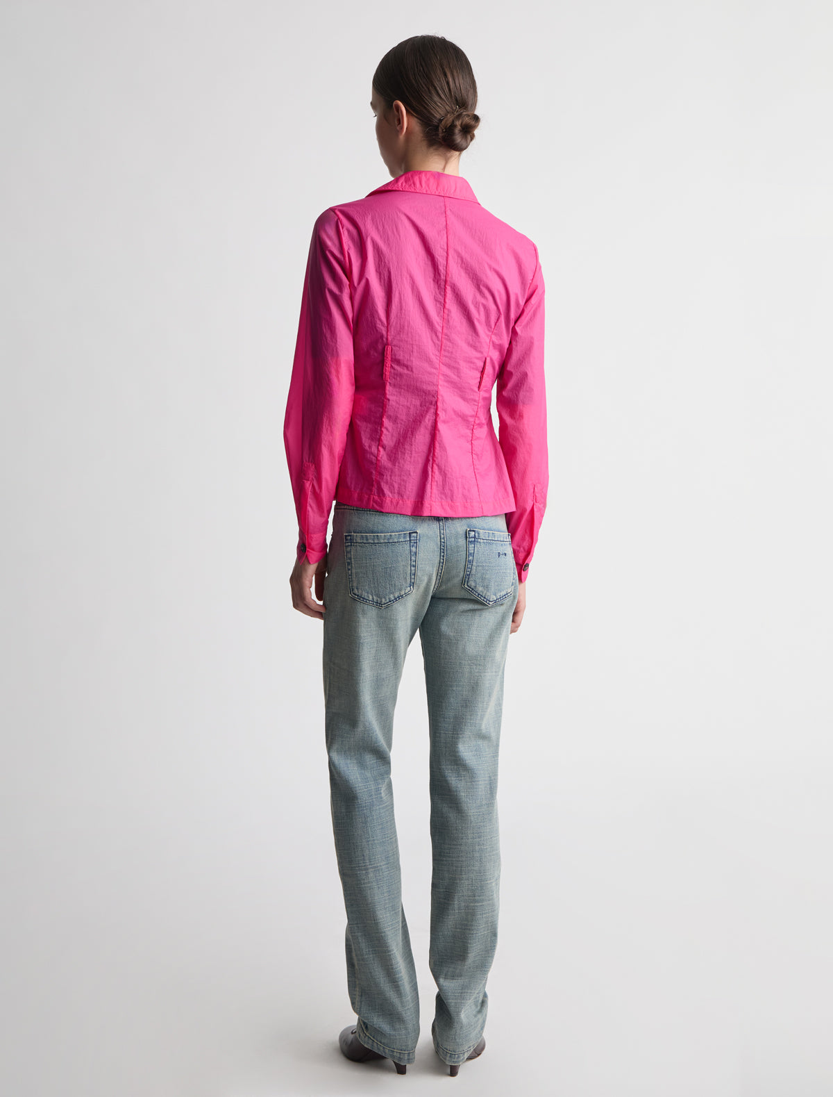 Meltuit fitted nylon shirt belt loops waist pink