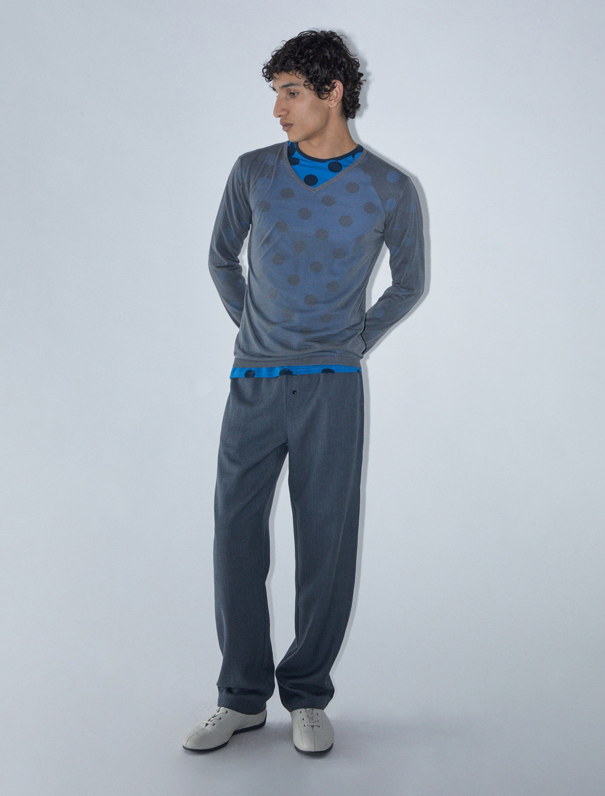 Gales suit trousers constrast waistband grey