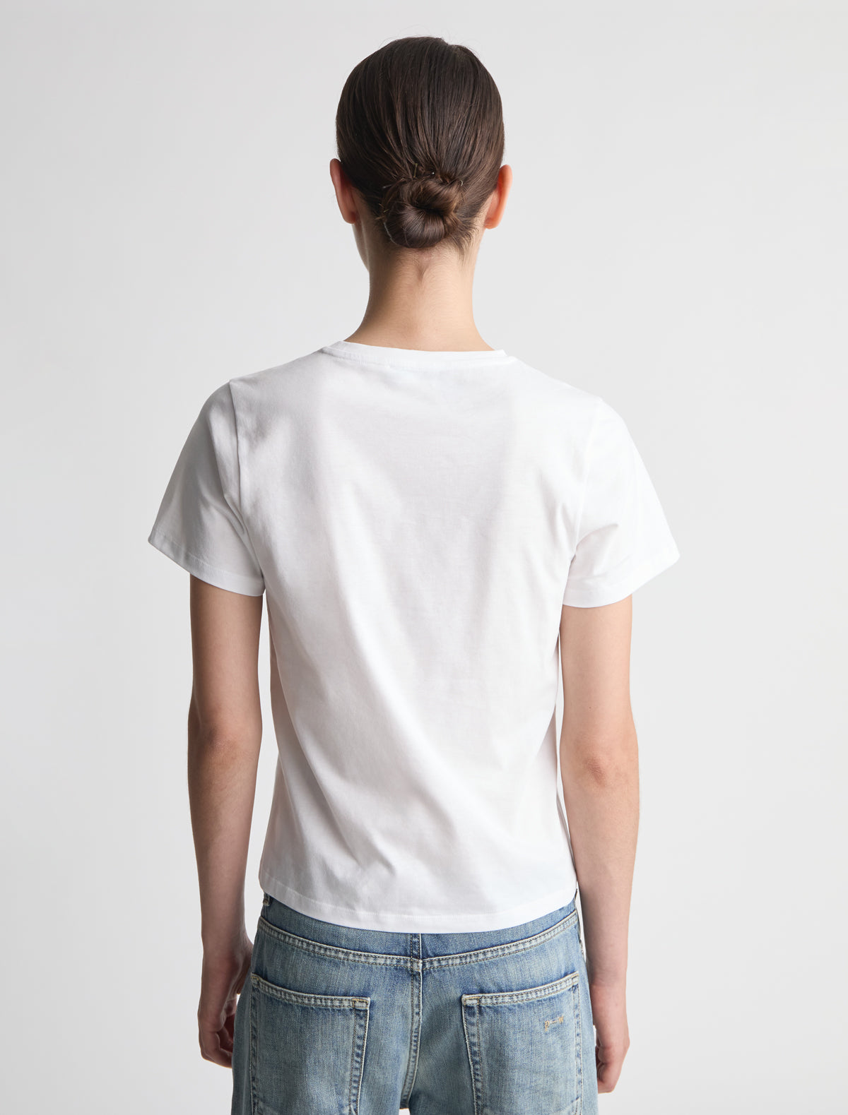 Fuchsia bow short sleeve cotton t shirt graphic white