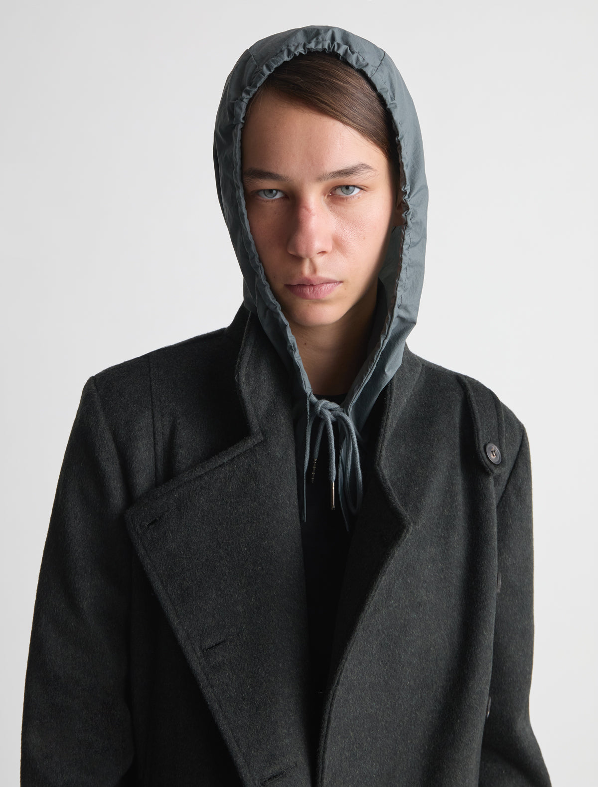 Eura nylon hood adjustable drawstring grey