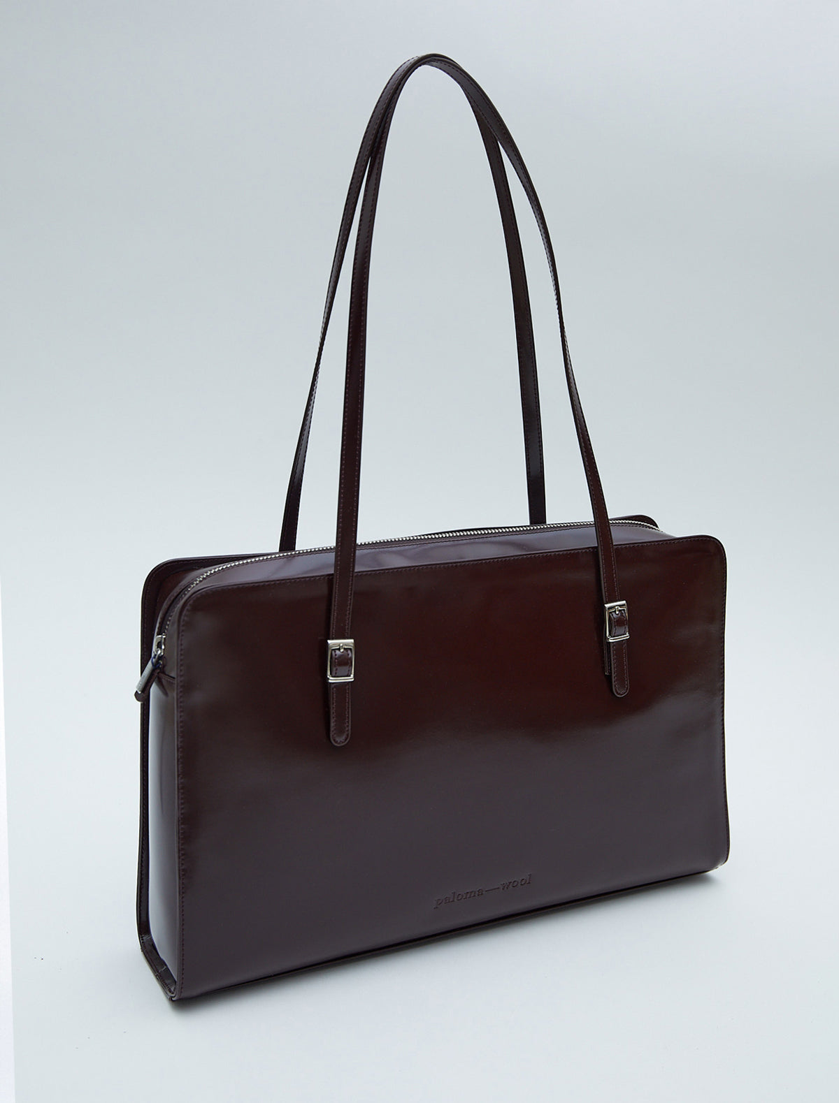 Caye new leather bag embossed logo mahogany