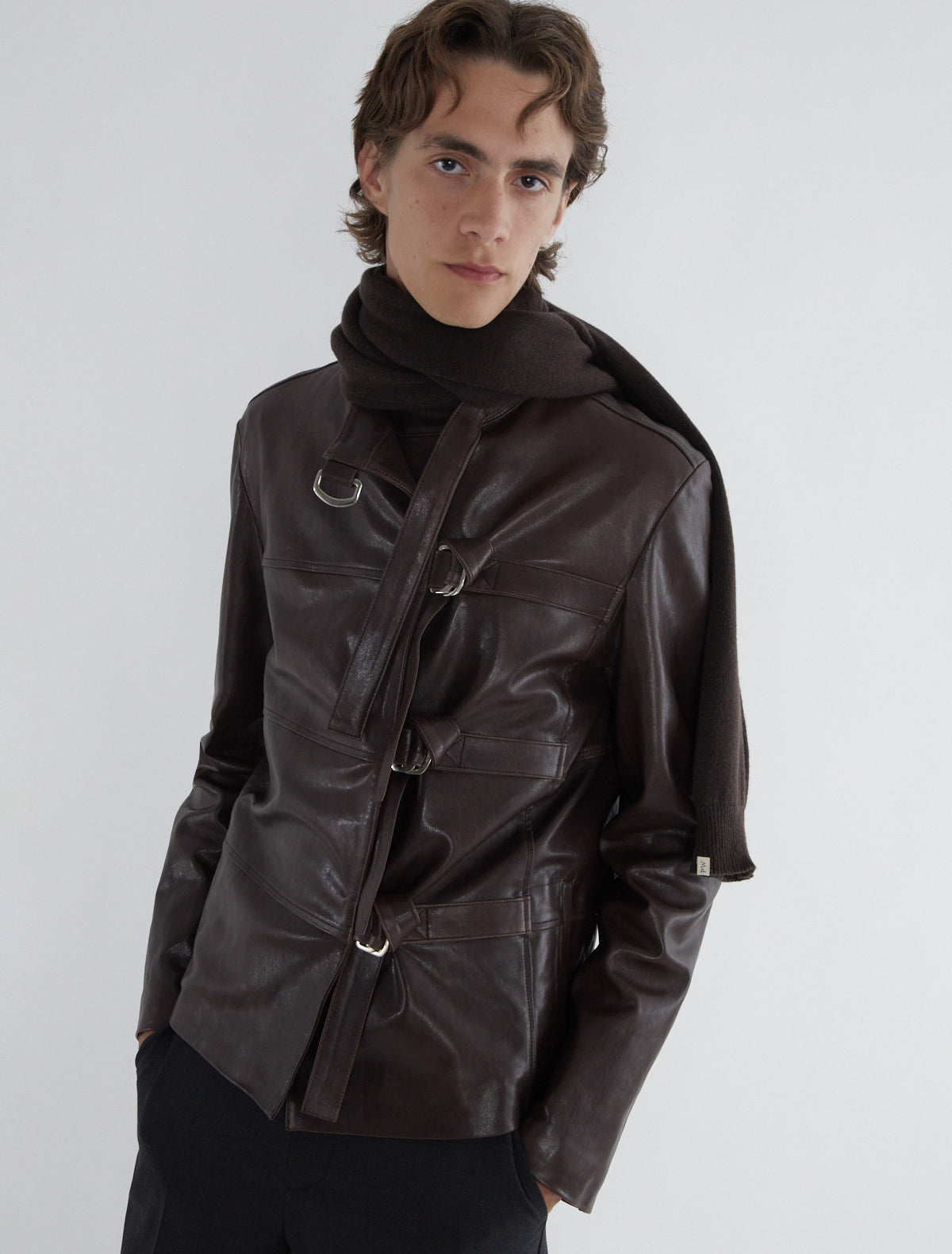 Niquel b men leather jacket front bukles adjustable fit