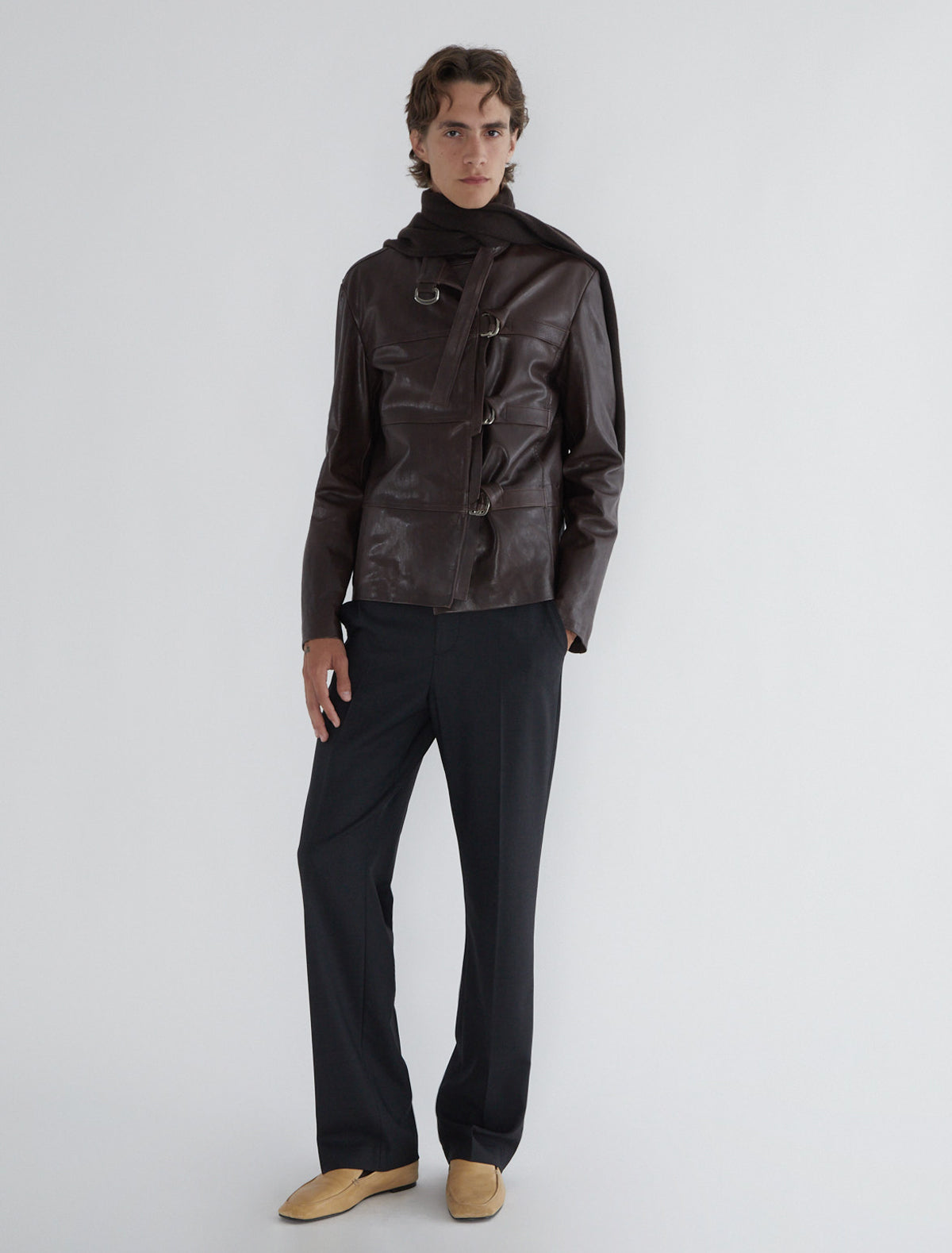 Niquel b men leather jacket front bukles adjustable fit