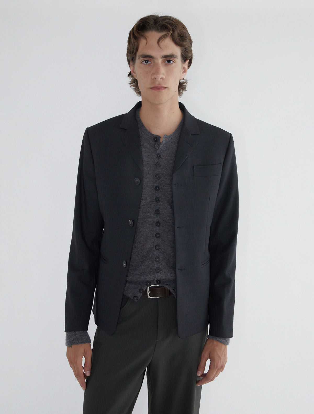 Trave men suit blazer welt pockets darkgrey