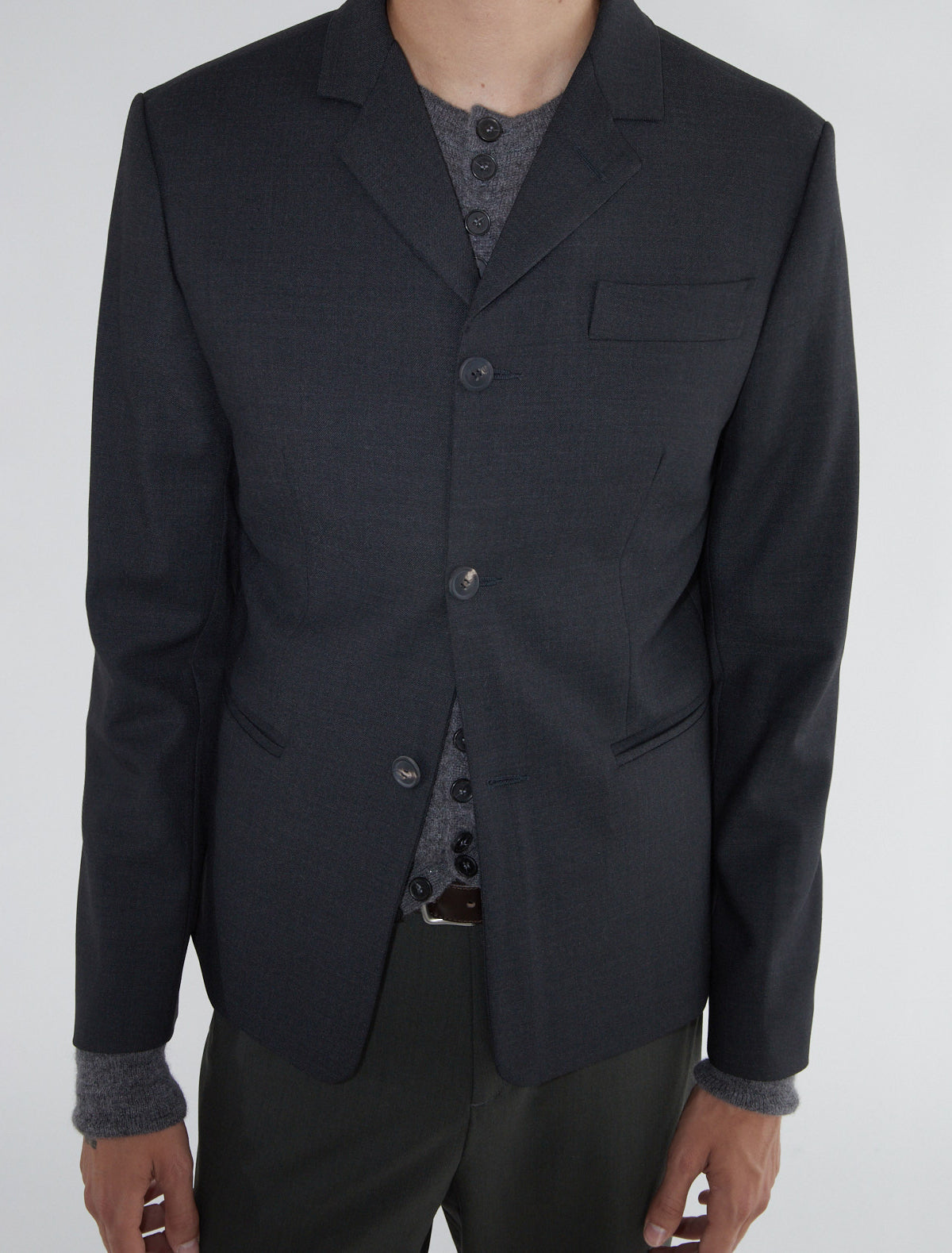 Trave men suit blazer welt pockets darkgrey