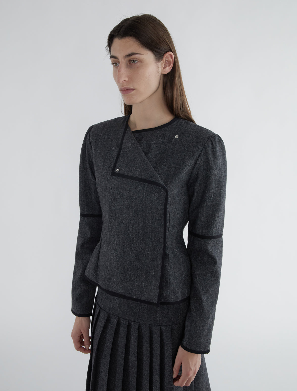 Lee fitted wool jacket crossover opening grey