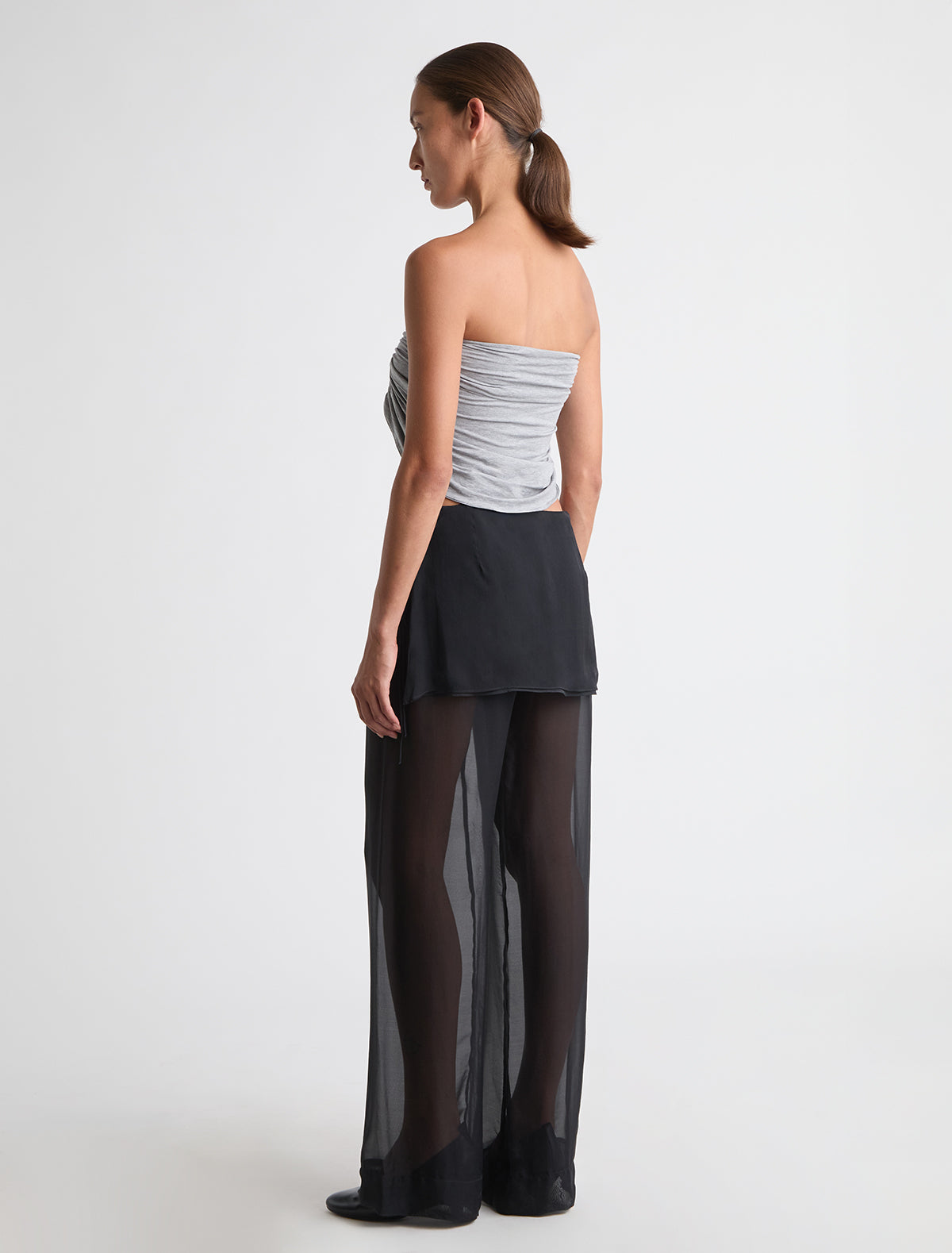 Adriana ii sash style belt gathered fabric panel leather part grey