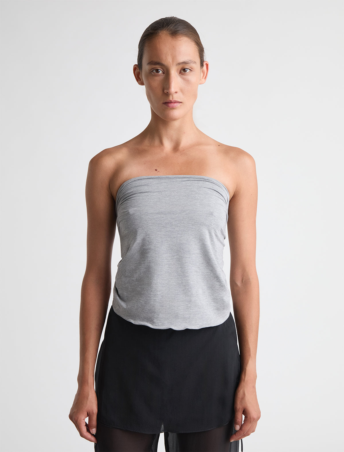 Adriana ii sash style belt gathered fabric panel leather part grey
