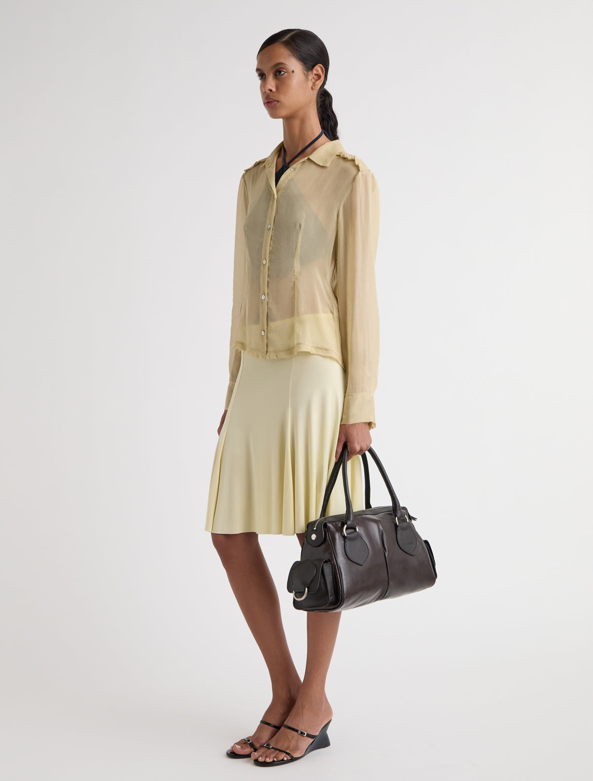 Mini vicky mini skirt cupro softyellow
