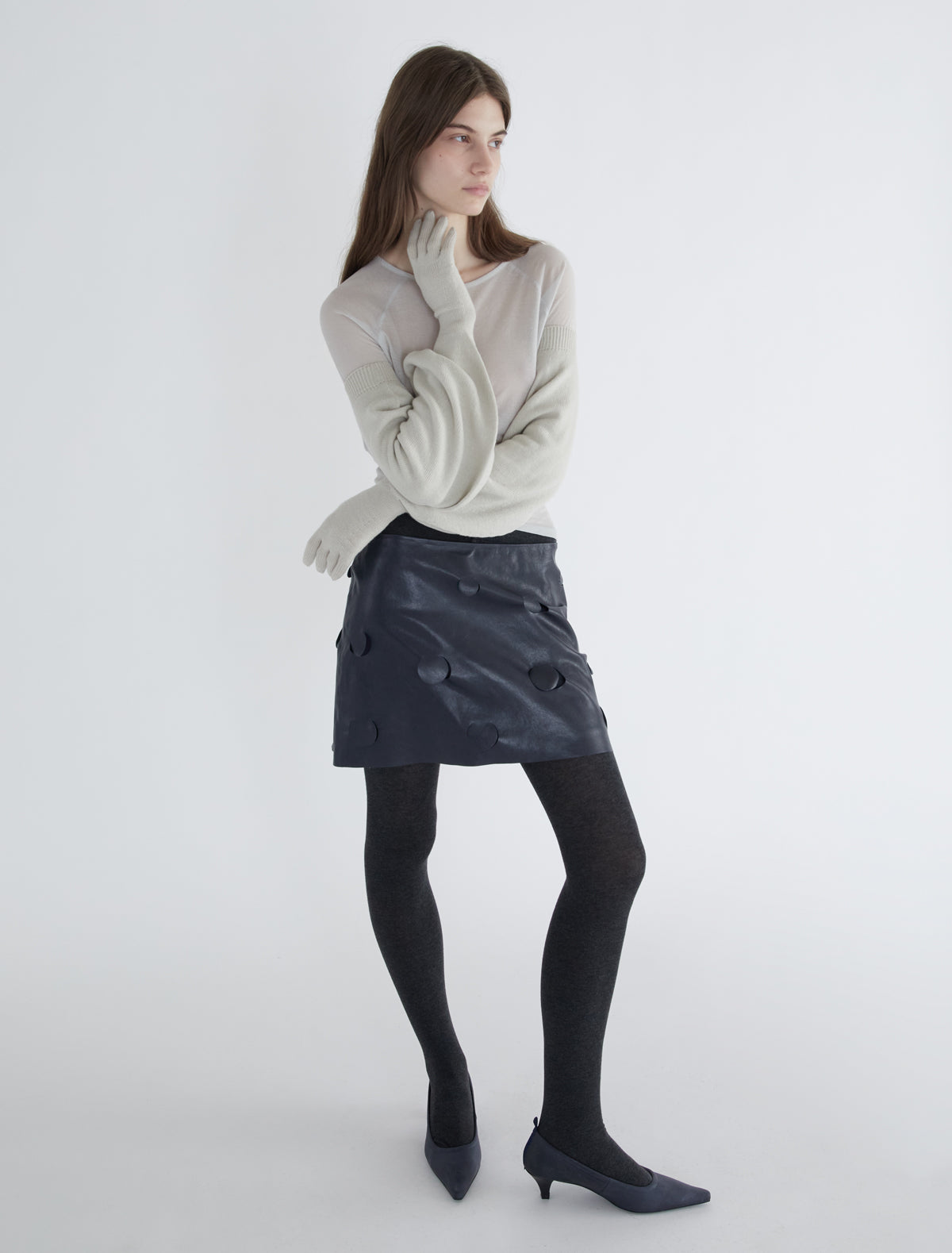 Flake puff style gloves wool offwhite