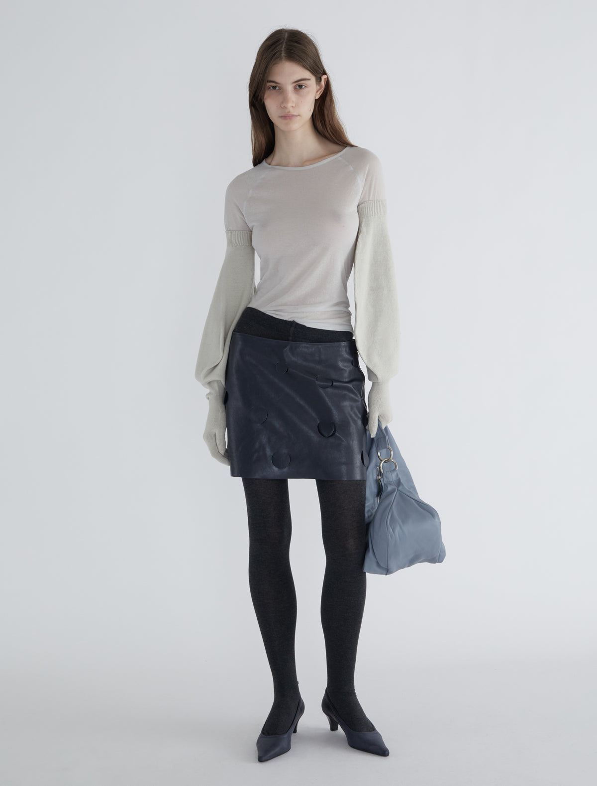 Flake puff style gloves wool offwhite