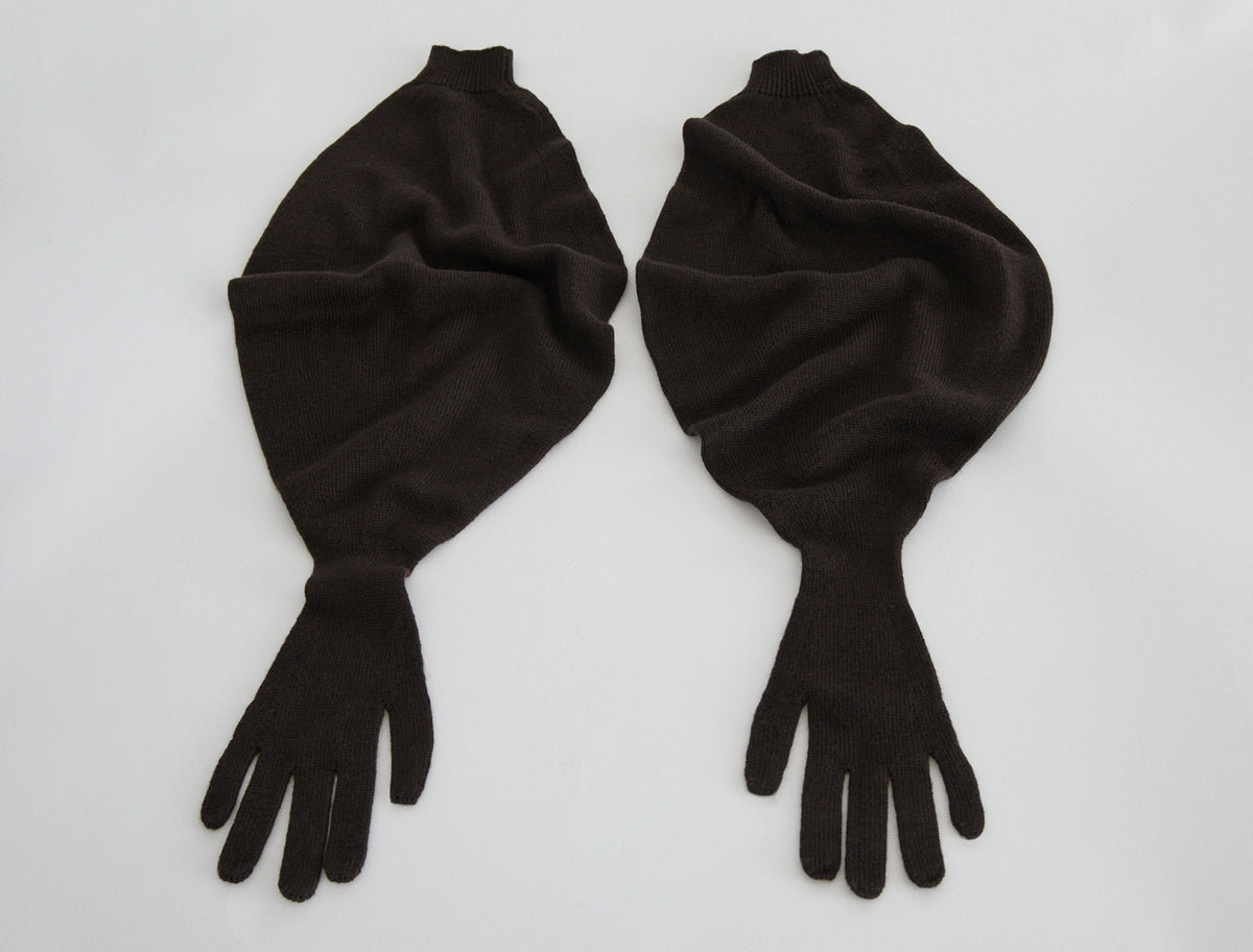 Flake puff style gloves wool brown