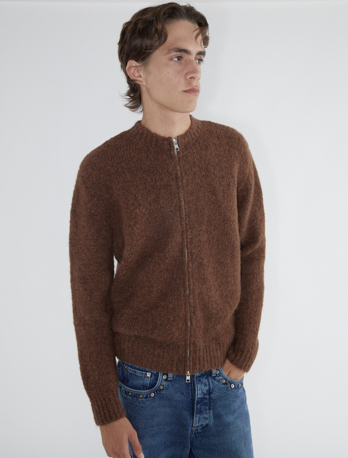 Hasta luego zip b men cardigan intarsia back