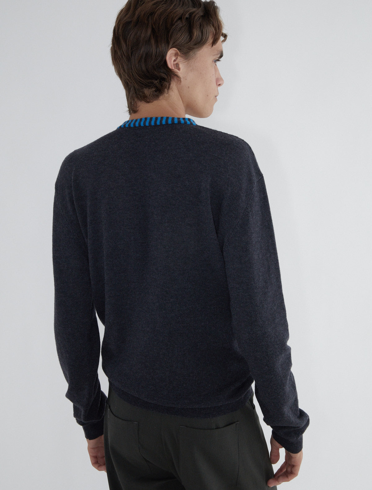 Lani soft wool v neck sweater contrasting neckline