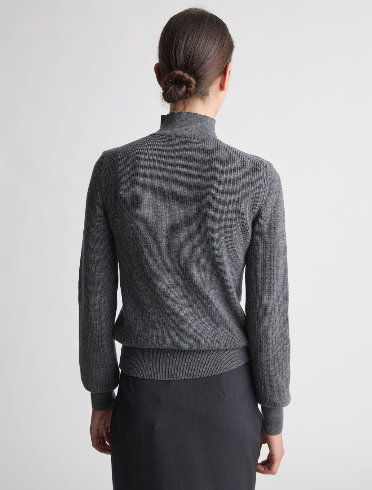 Milon knitted high neck sweater button fastening grey