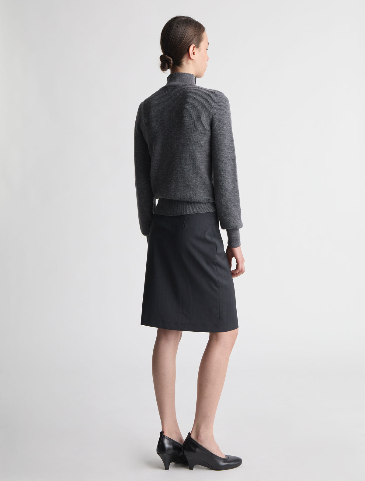 Milon knitted high neck sweater button fastening grey