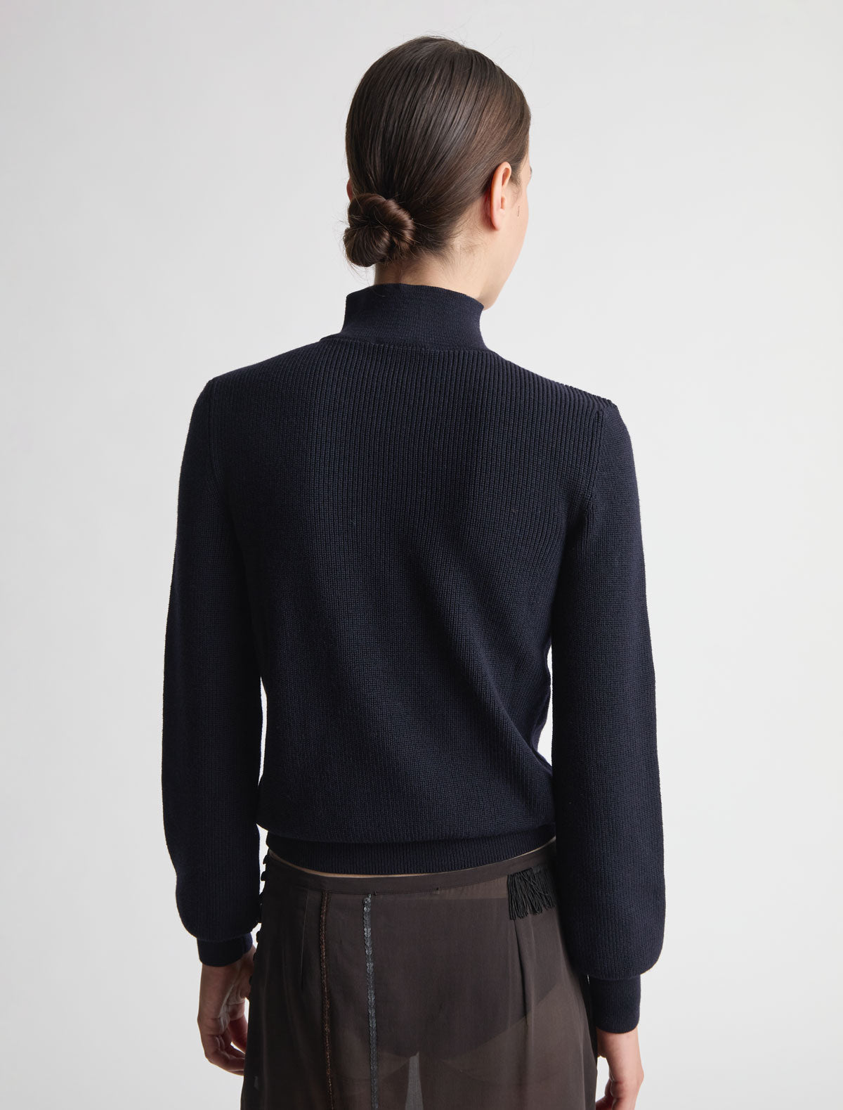 Milon knitted high neck sweater button fastening navy