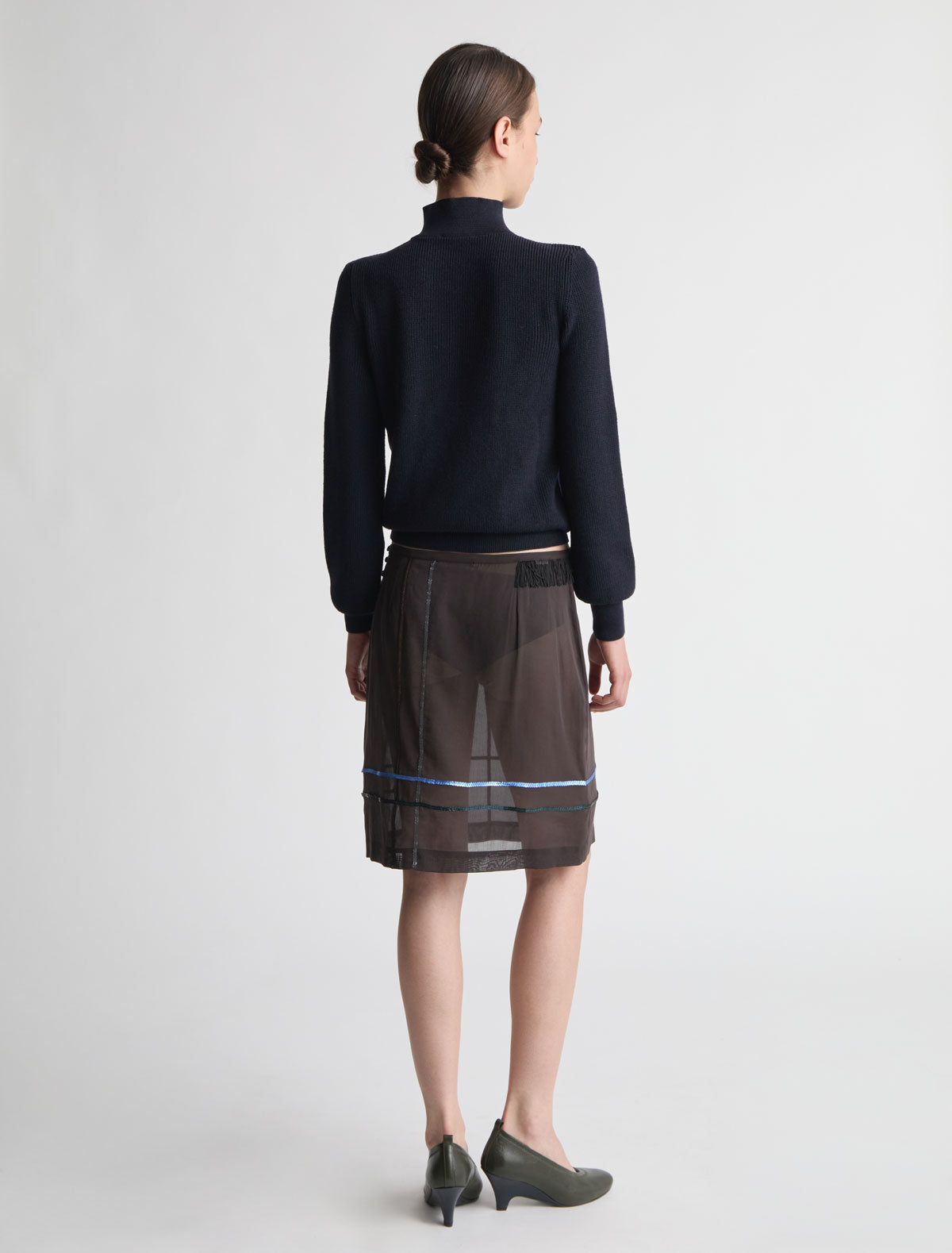 Milon knitted high neck sweater button fastening navy