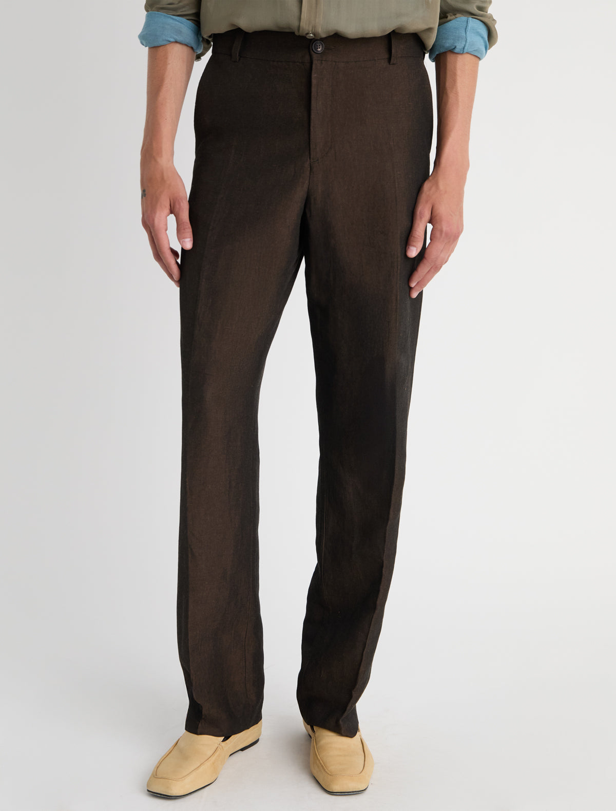 Lane straight men suit pants brown