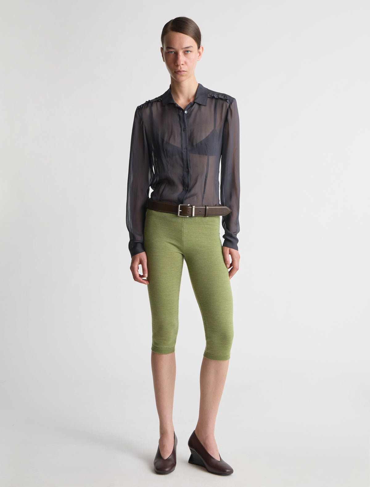 Saloma below the knee knitted leggings green