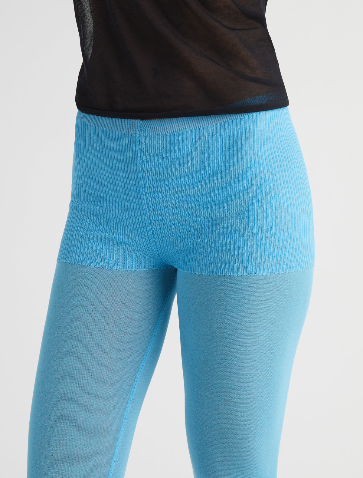 Meleta second skin feel knitted capri leggings blue