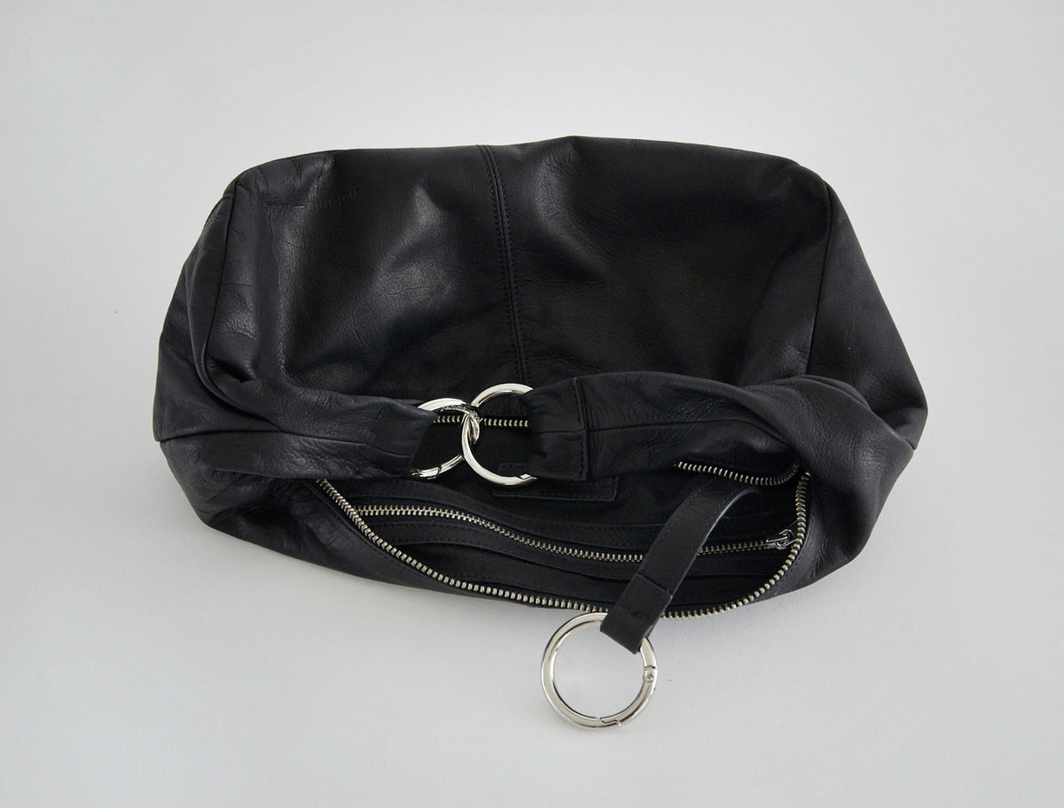 Mini dry elongated wrap around hobo style bag black