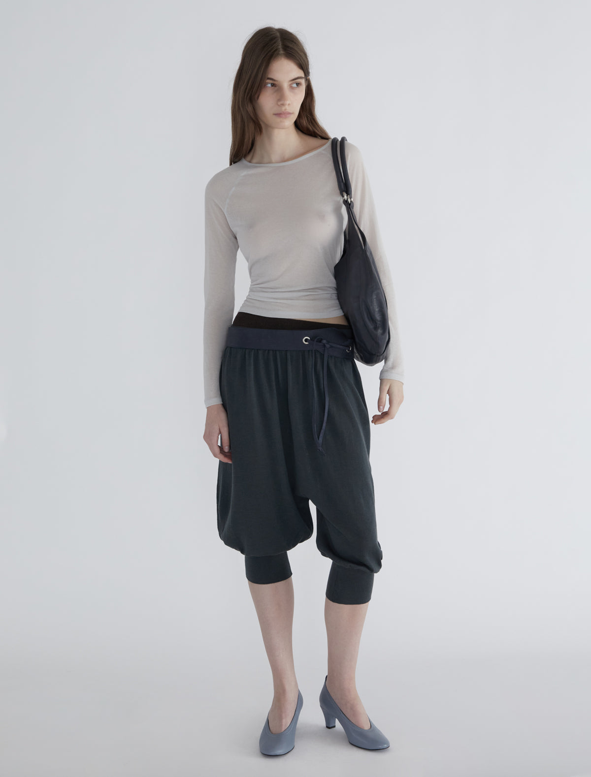 Cofre baggy drop crotch cropped pants darkgreen