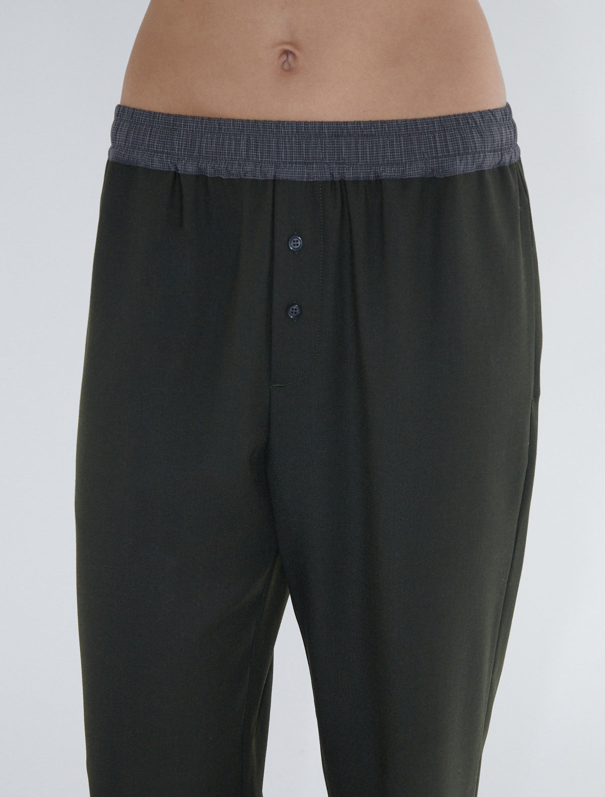 Gales relaxed suit trousers elastic contrast waistband khaki