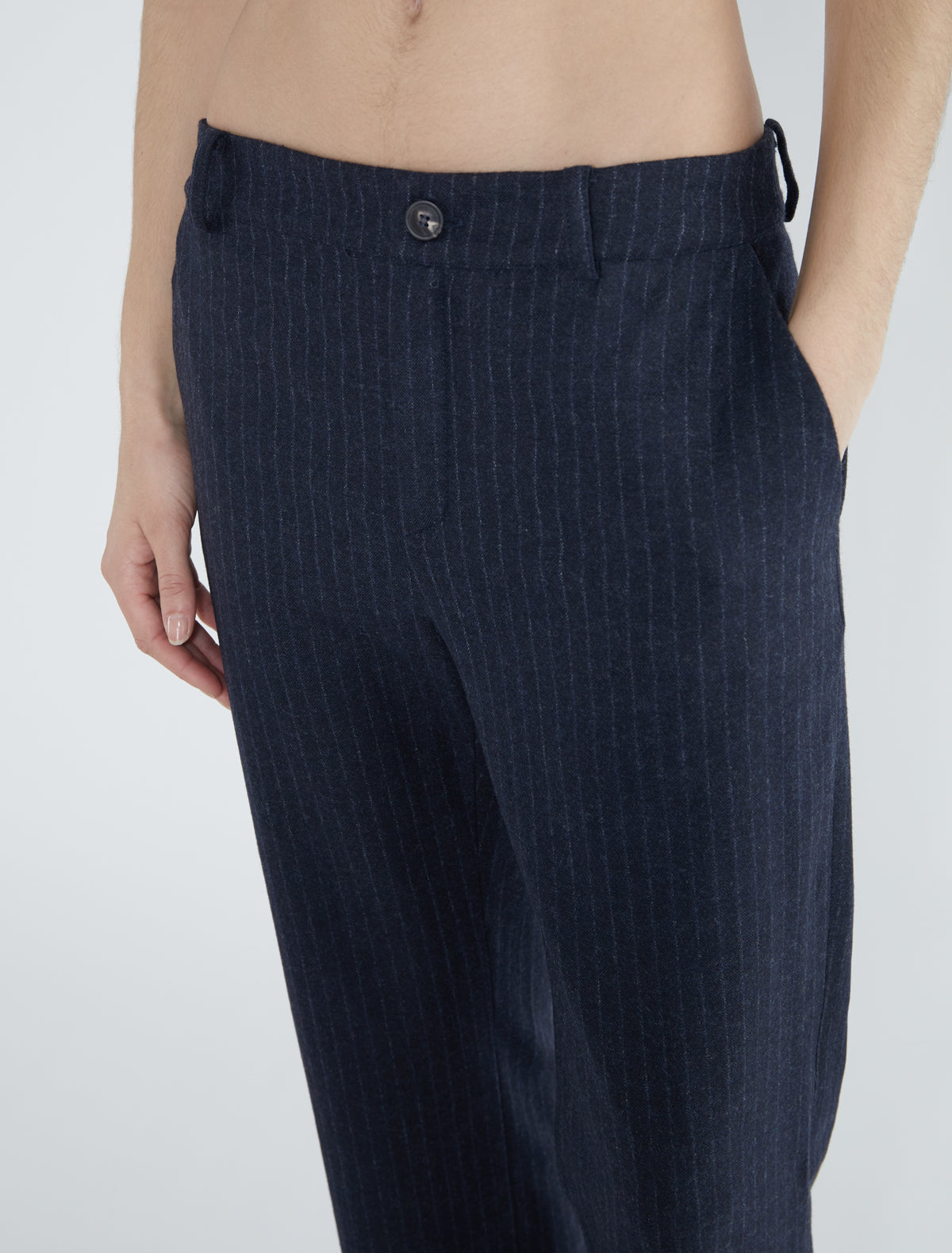 Hina straight leg classic wool pants navy