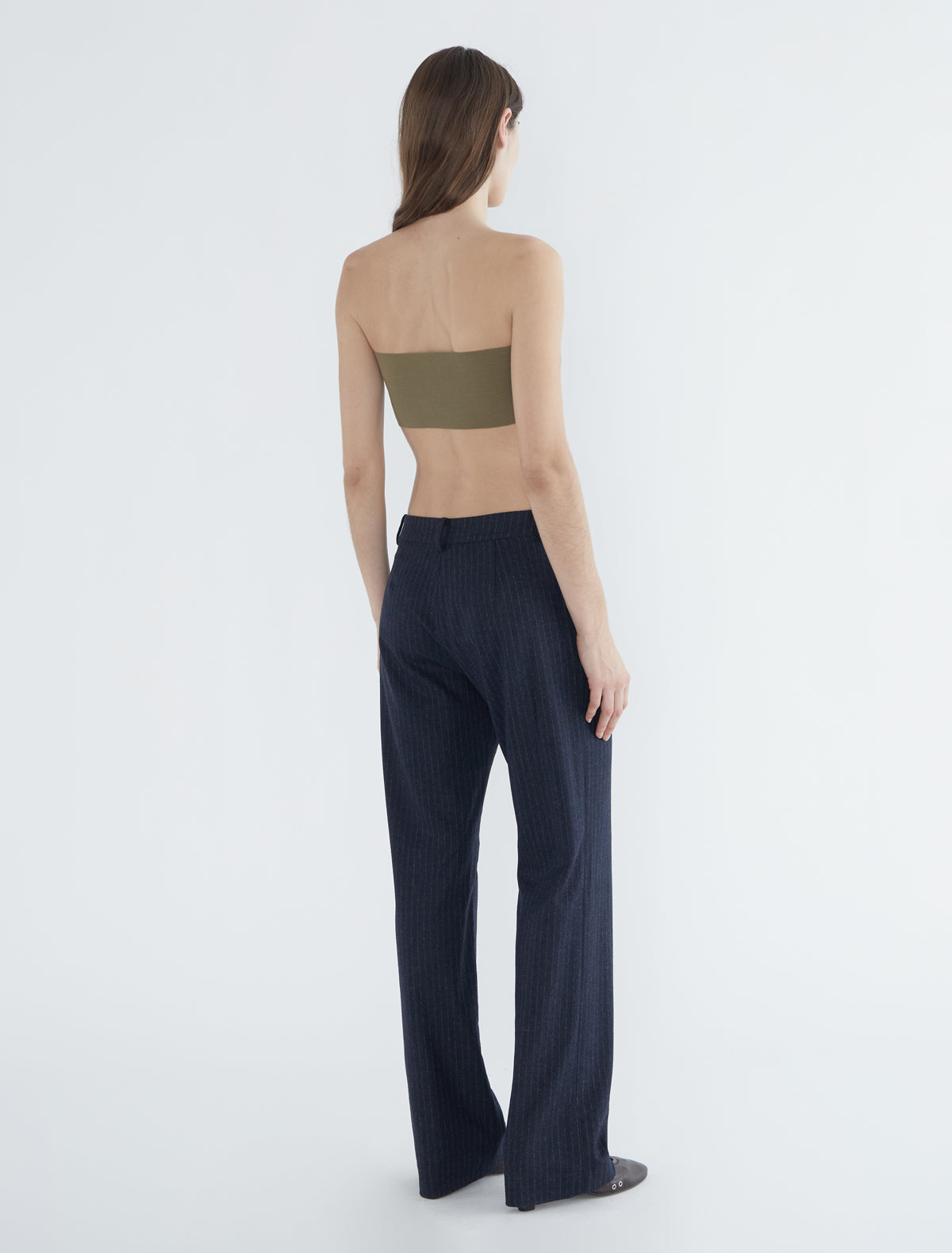 Hina straight leg classic wool pants navy