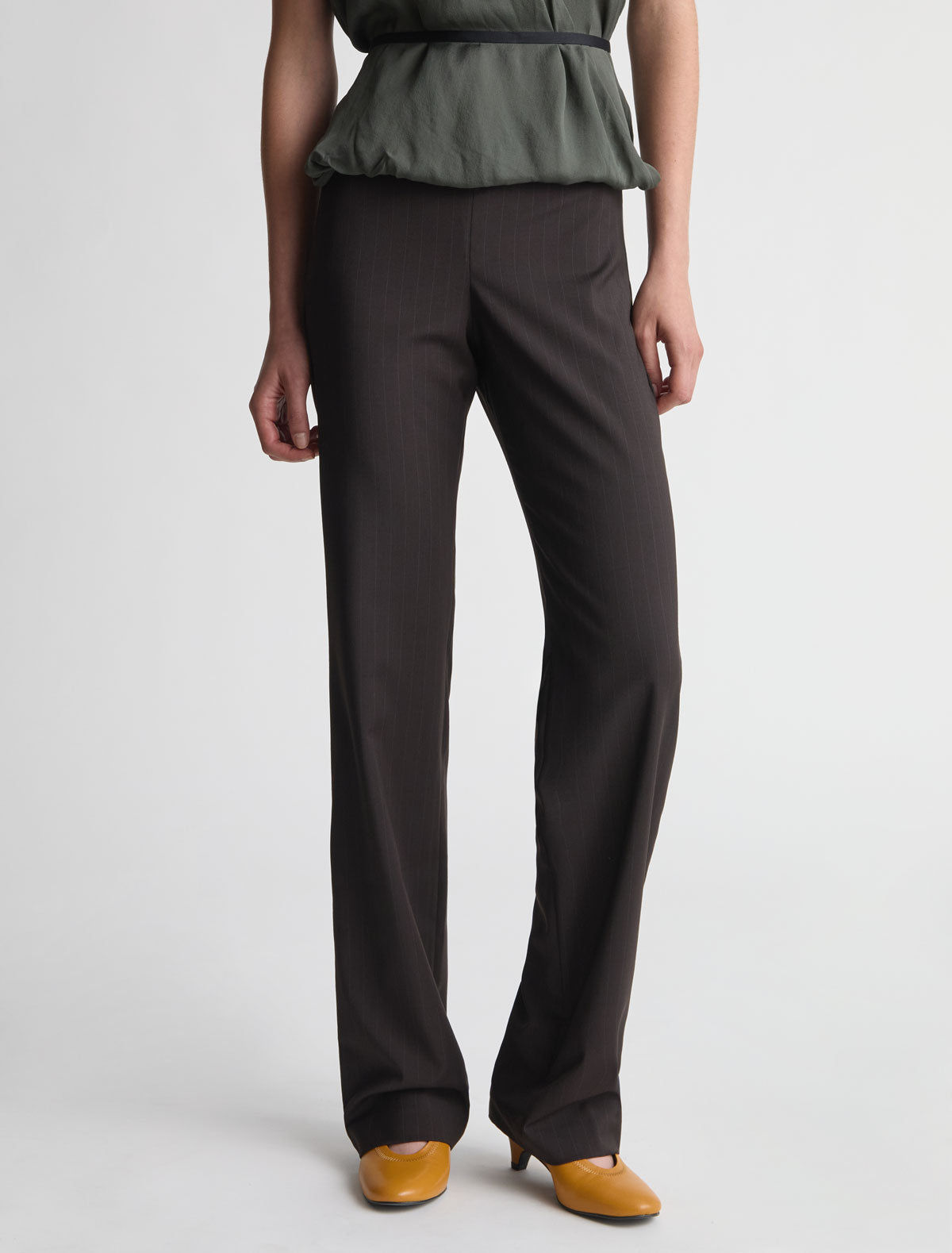 Malek straight leg suit pants black tape detail back brown