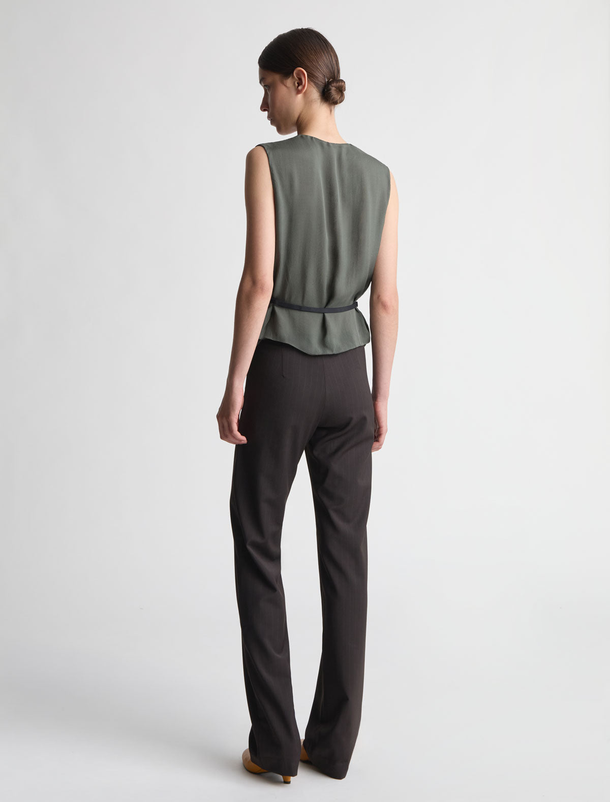 Malek straight leg suit pants black tape detail back brown