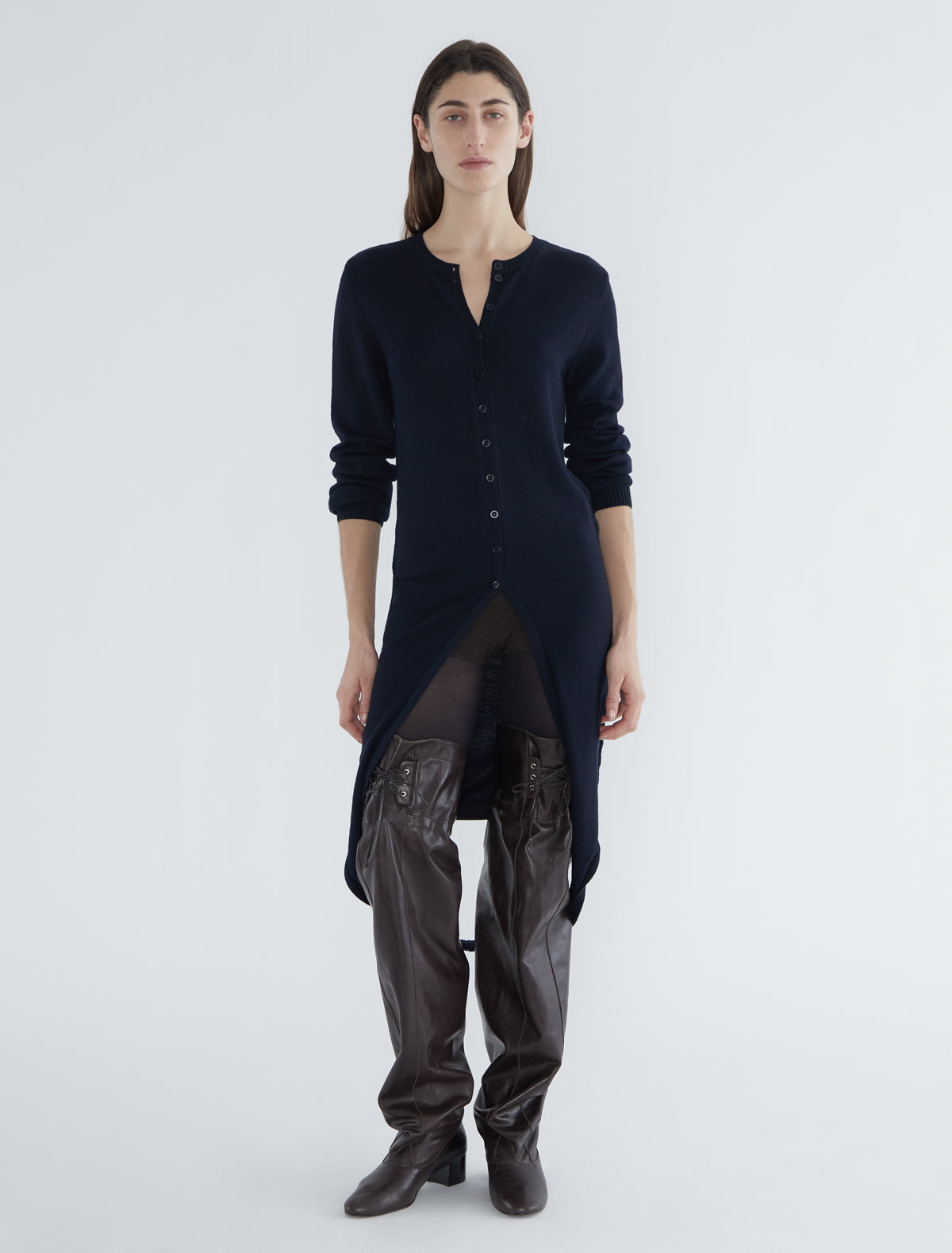 Favi multiposition wool cardigan navy