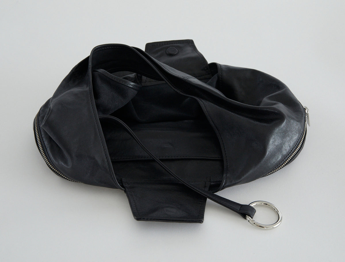 Riba zip bucket style shoulder bag black