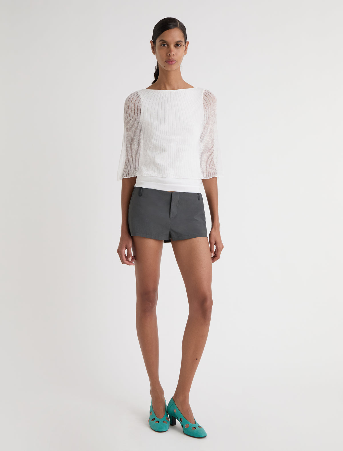 Masip low rise nylon shorts side pockets denim details