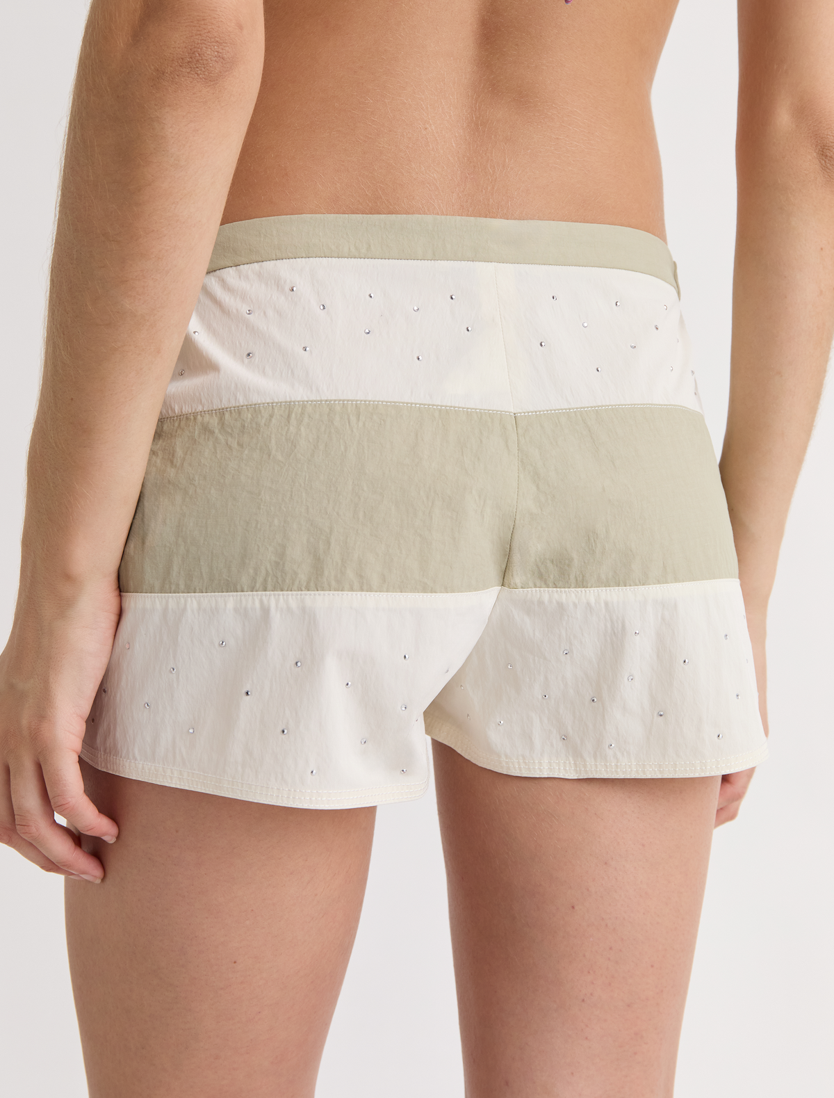 Zurriola short two tone nylon shorts strass detail