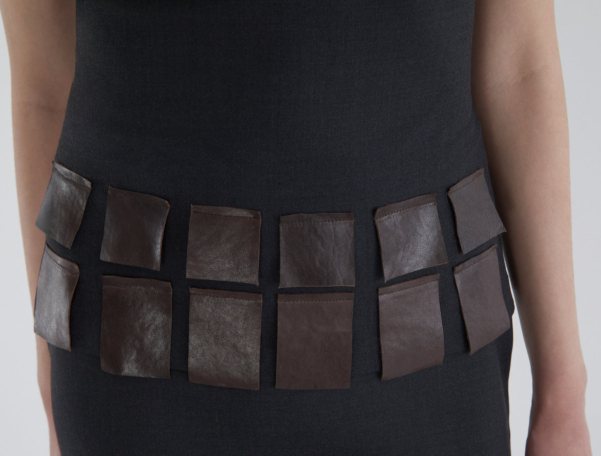 Diana fitted tailoring bandeau top leather flaps