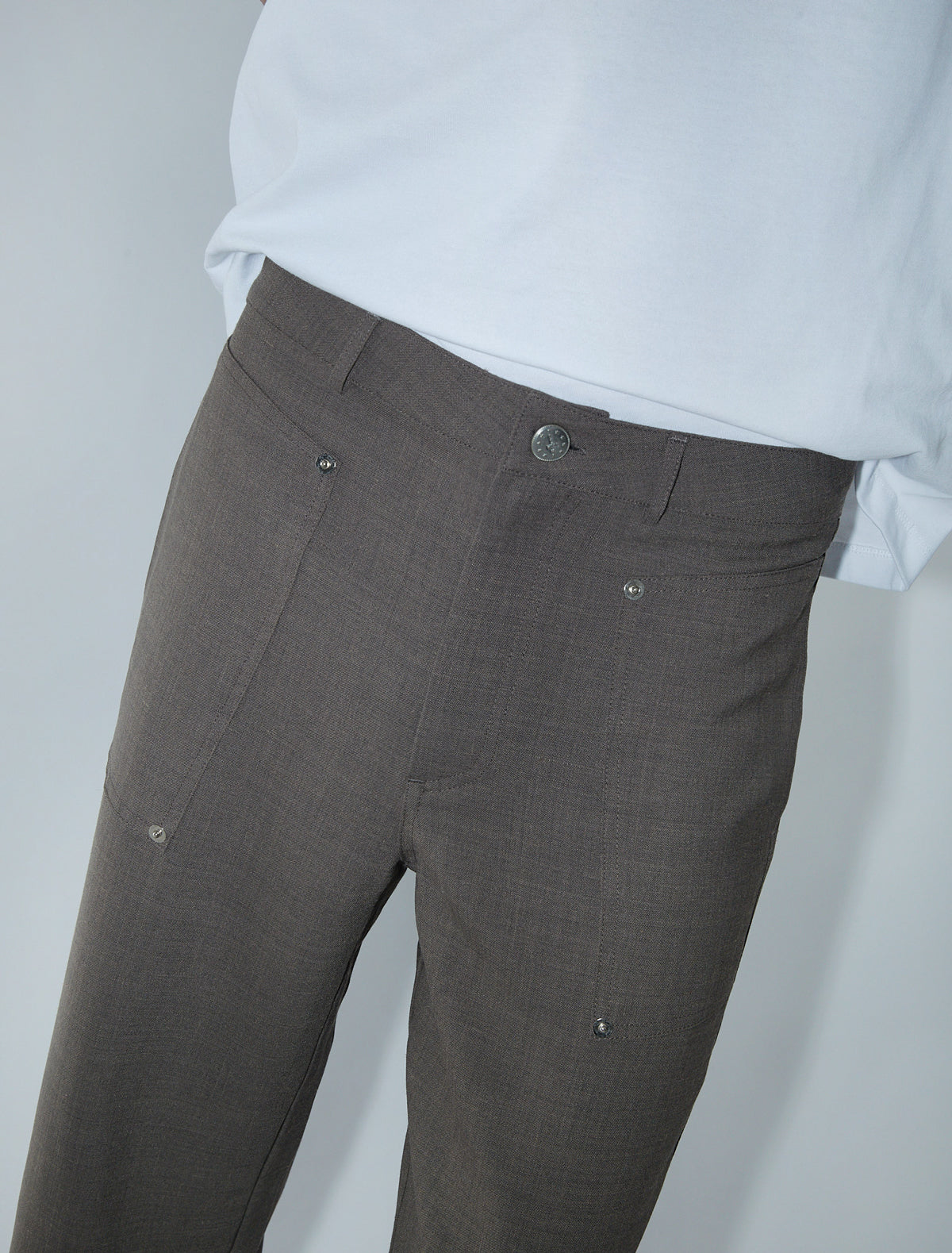 Orlando suit trousers side patch pockets rivet details brown