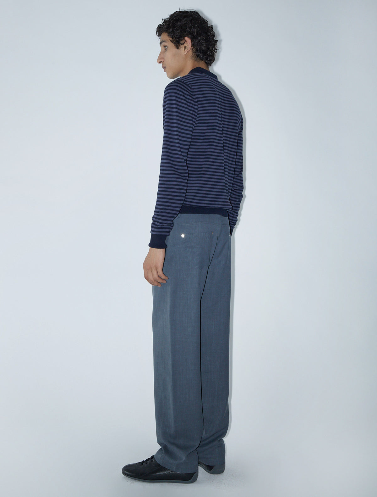 Orlando suit trousers side patch pockets rivet details grey